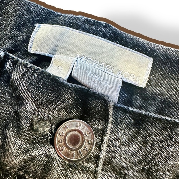 Michael Kors Black Distressed Rolled Cuff Straight Leg Cropped Jeans Size 0 - Picture 2 of 7